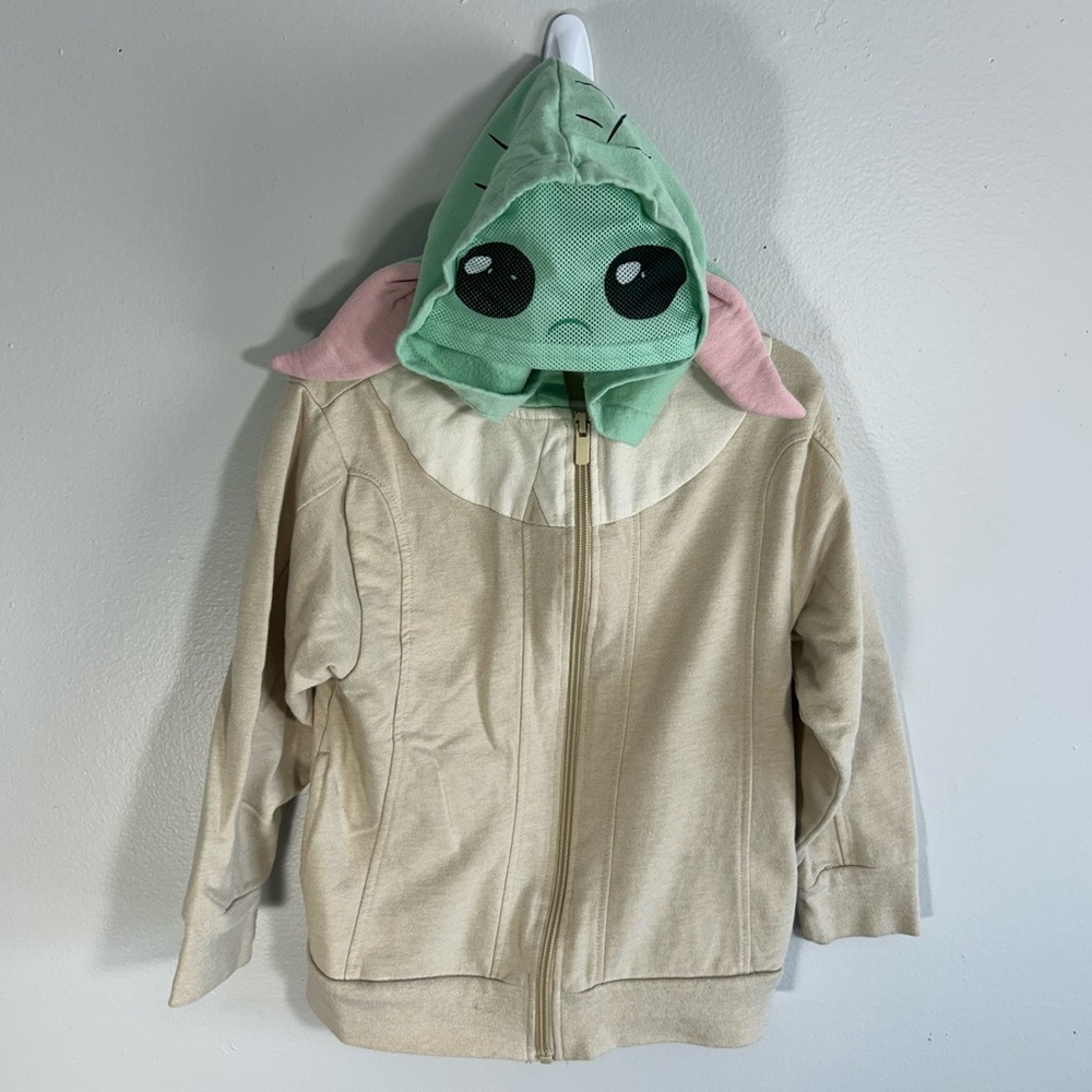 Star Wars The Mandalorian Grogu Baby Yoda Kids XS Hoodie with Ears Zip-Up Jacket